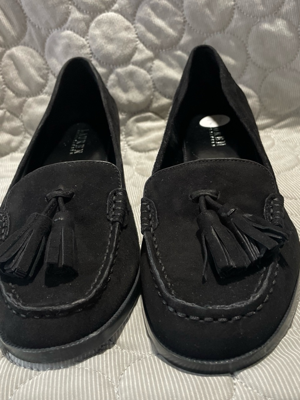 Ralph Lauren Black Suede Tassel Loafers